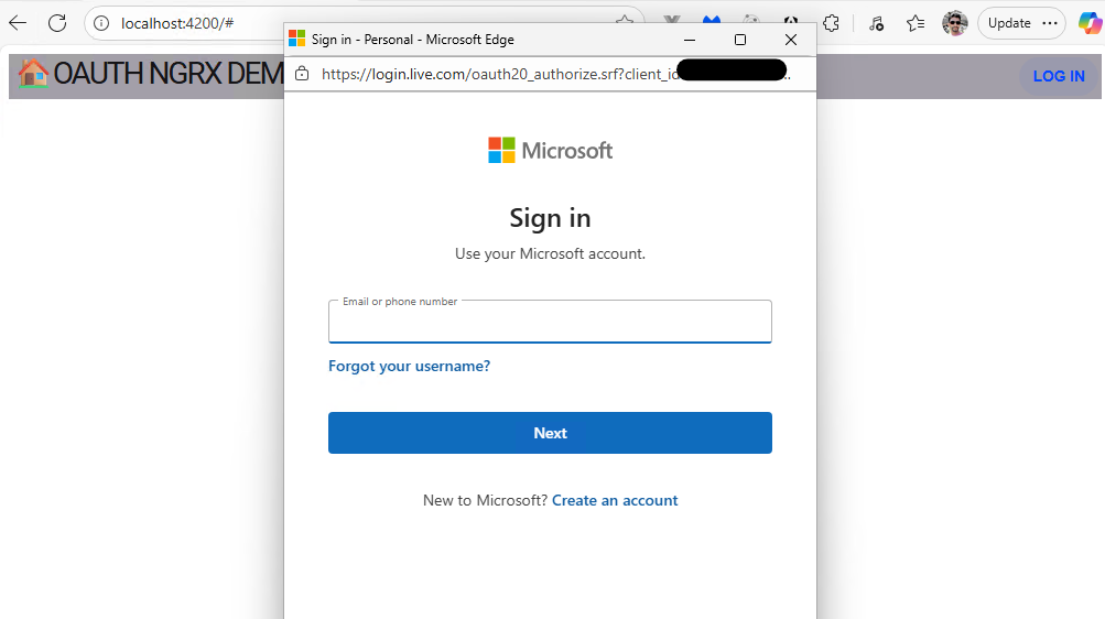 Login with popup setting
