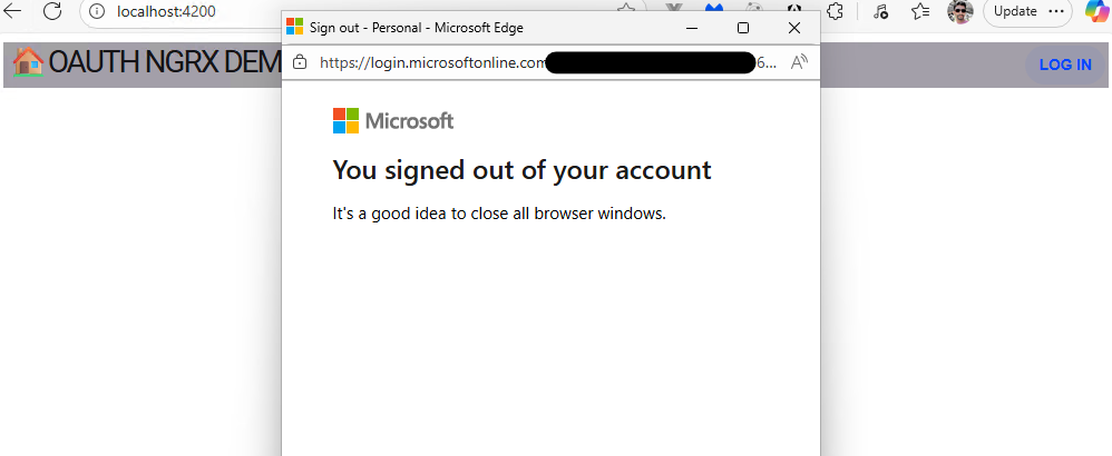 Logout with popup setting